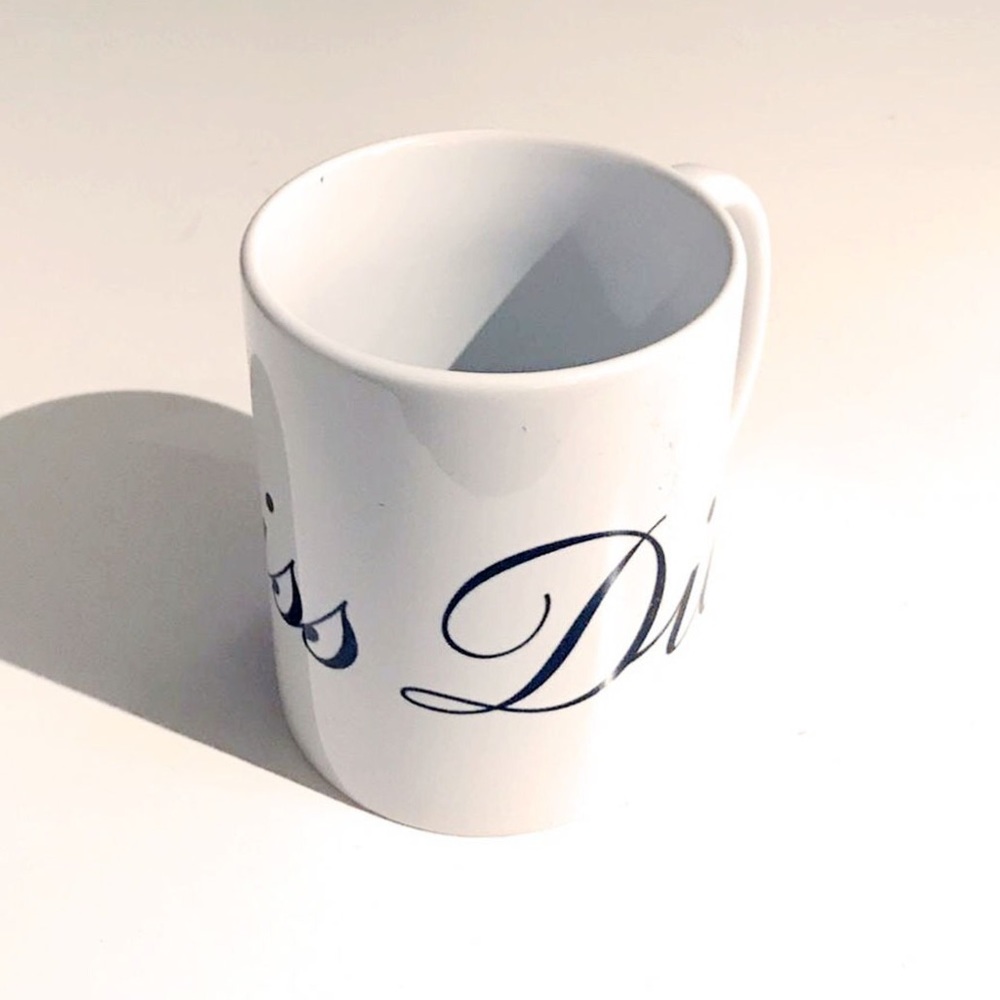 Miss Dior Designer Mug White Coffee Tea Mug with Black Logo Print - New - Picture 3 of 4